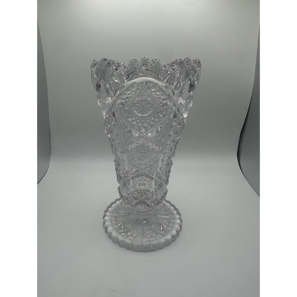 Vintage  6"‎ Bud Flower Vase Daisy and Button Clear ~ Imperial Glass-Ohio